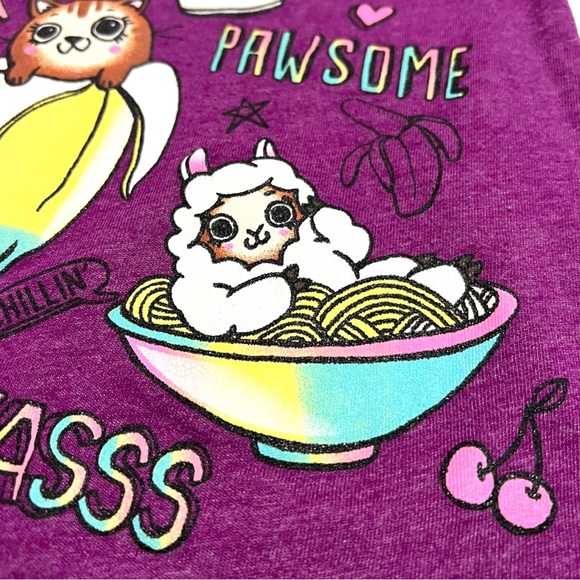 Children’s Place S 5/6 Purple Heather shirt w/Animals in Desserts & Hashtags - Picture 3 of 8